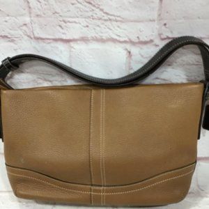Coach Women's Tan Pebble Leather zipper Double Handle Strap Shoulder Bag Purse